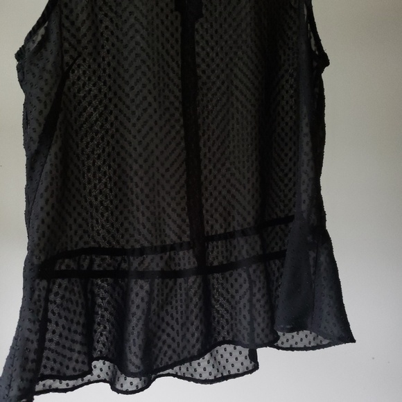 H&M black sheer peplum top large size 10 - Picture 5 of 6